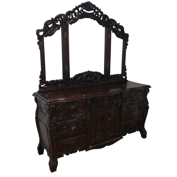 Solid Mahogany Wood Rococo Dresser, How To Attach A Mirror An Antique Dresser