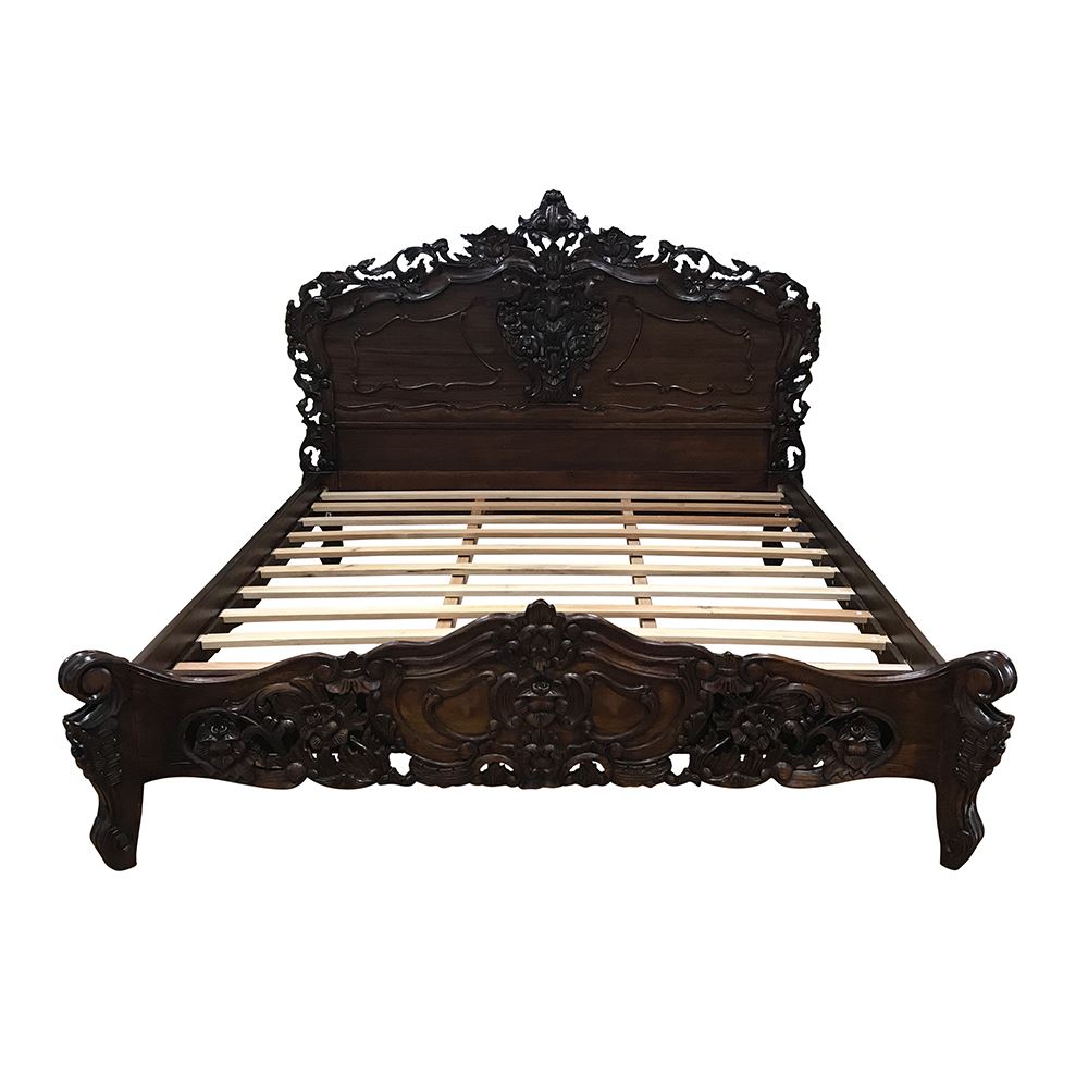 Solid Mahogany Wood Rococo Queen, Mahogany King Size Bed