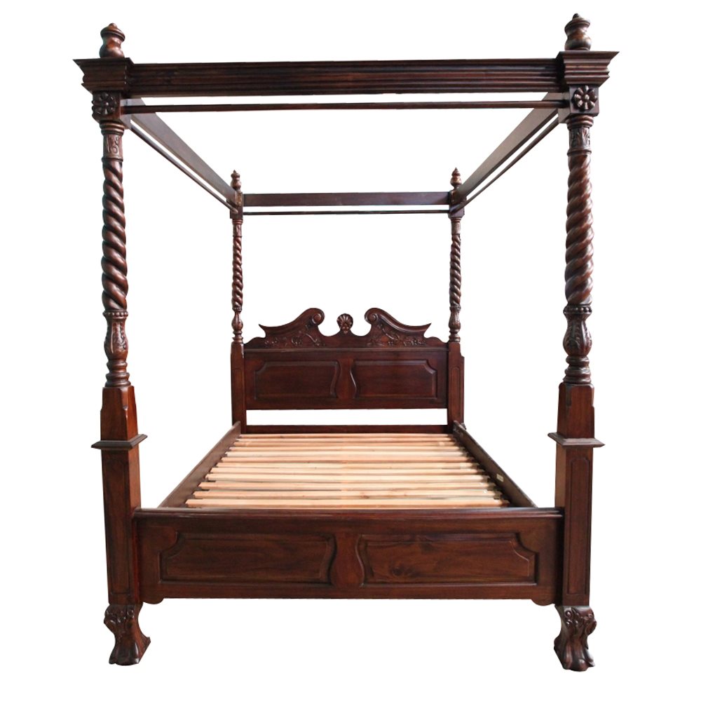 Solid Mahogany Wood Chippendale 4, Mahogany Four Poster King Bed