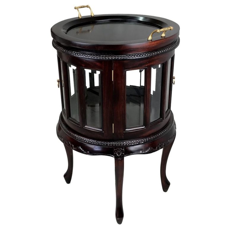 Solid Mahogany Wood Oval Tea Table with Glass Turendav Australia