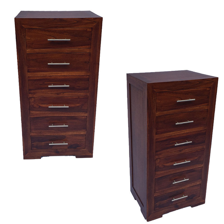 Solid Wood Bedroom Tallboy / Chest with 6 Large Drawers | Turendav