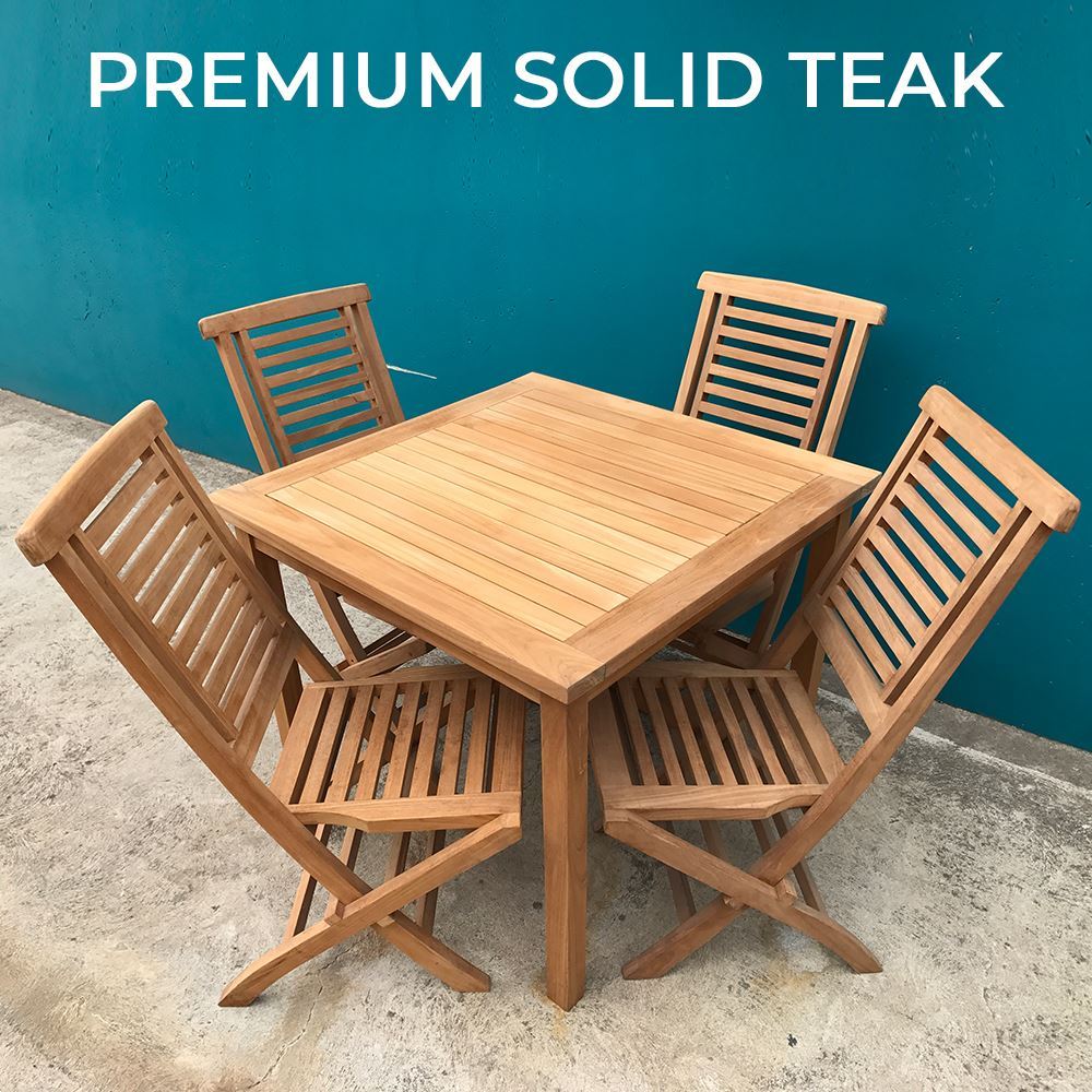 Outdoor Furniture Solid Teak Wood Square Garden Table Set
