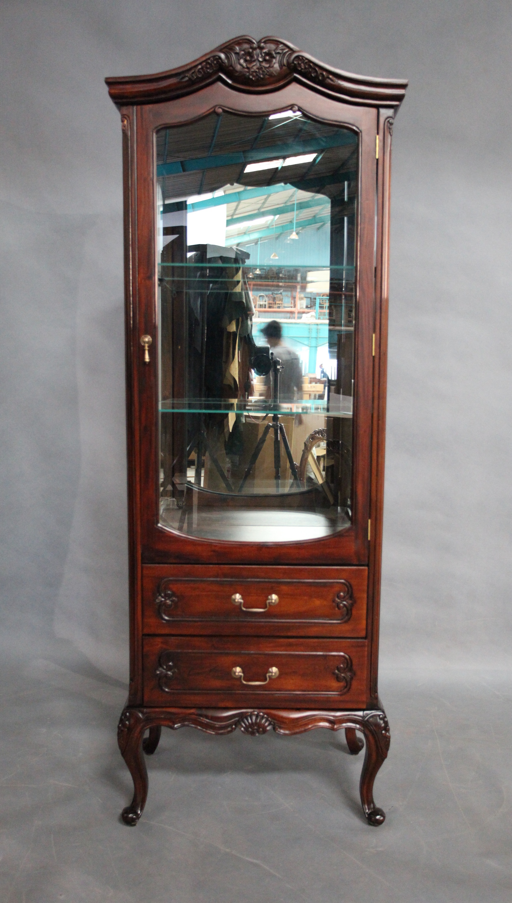 Solid Mahogany 1 Door Queen Anne Display Cabinet Turendav