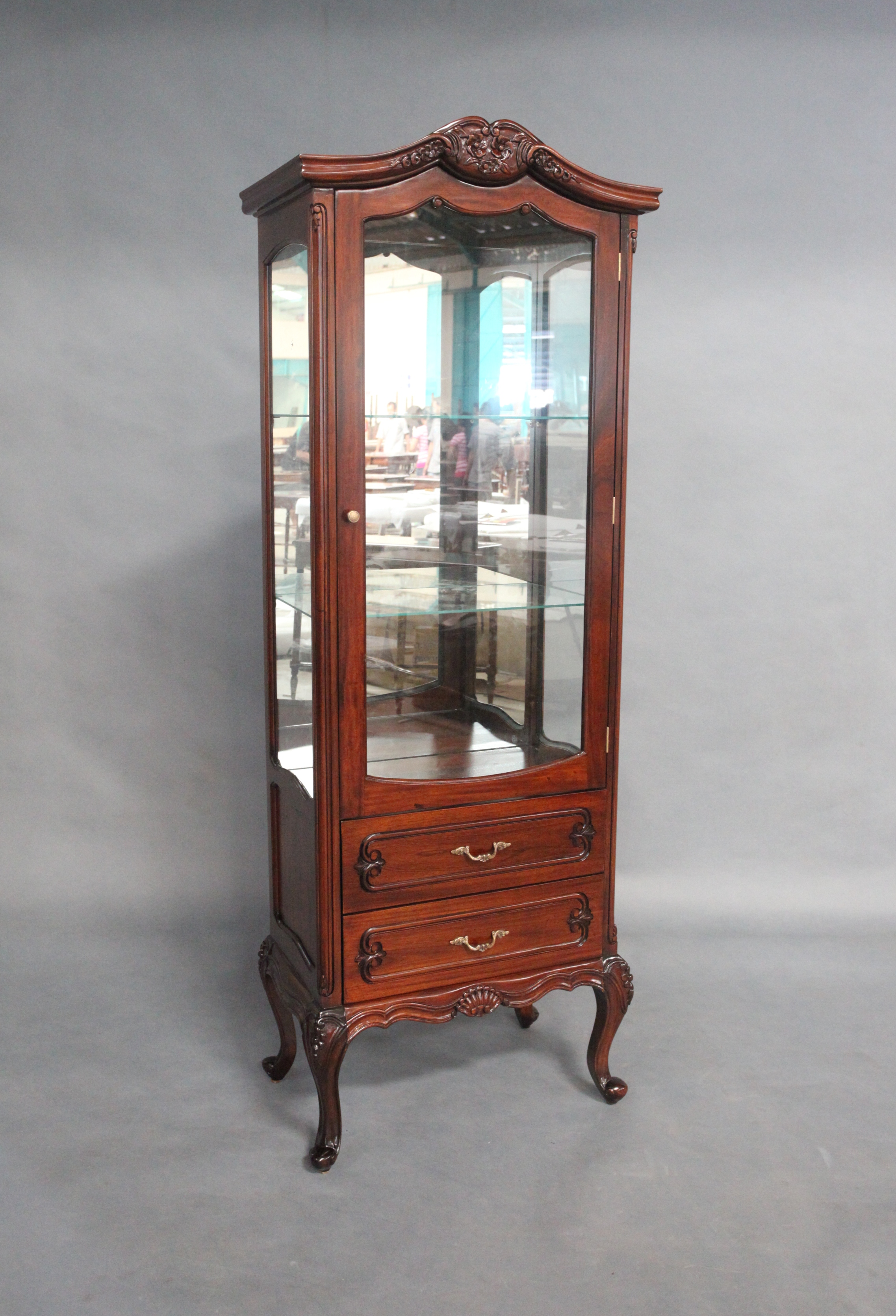 Solid Mahogany 1 Door Queen Anne Display Cabinet Turendav