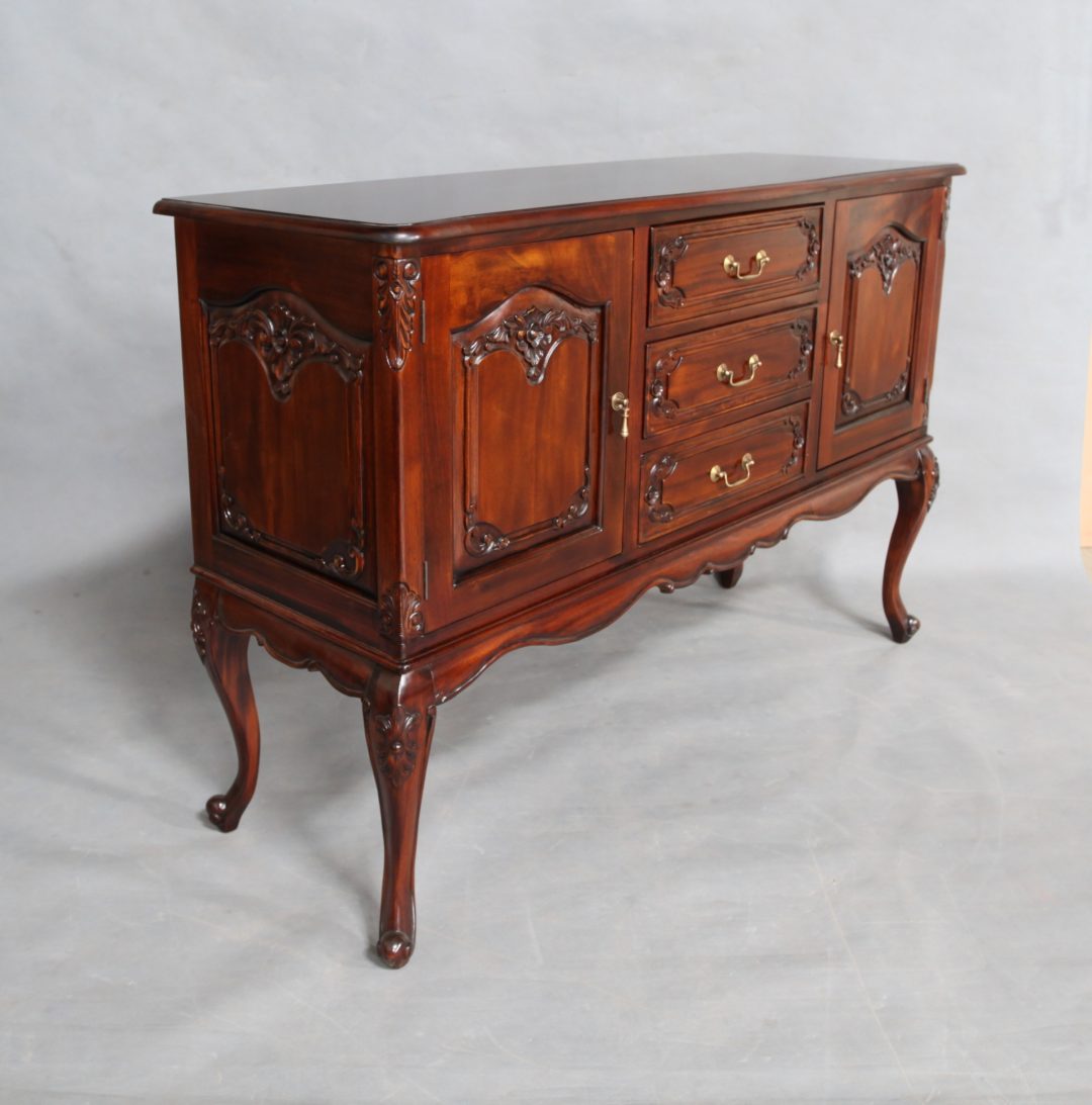 Solid Mahogany Wood 2 Door Queen Ann Buffet Turendav Australia