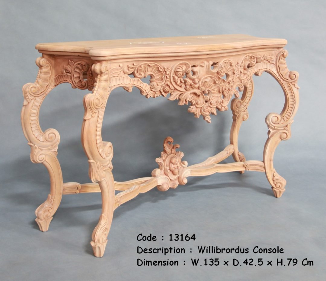 Solid Mahogany Wood Hand Carved Willibrordus Hall/Console Table