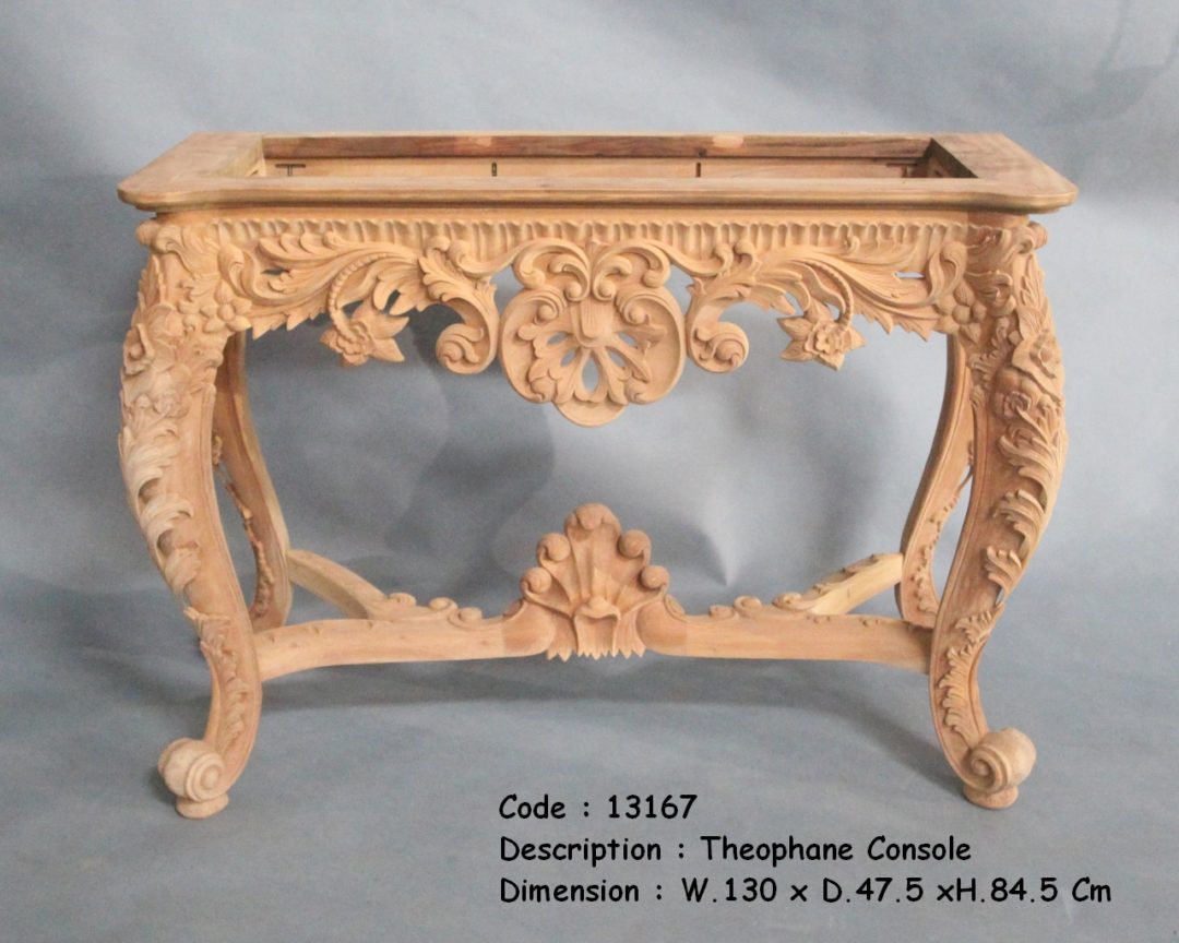 Solid Mahogany Wood Hand Carved Large Hall / Console Table Turendav