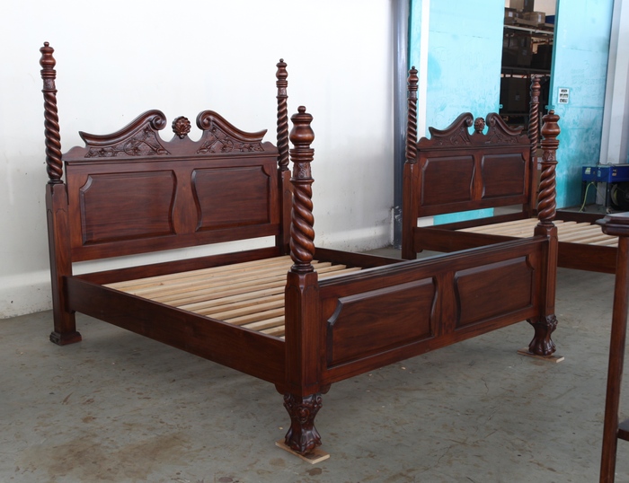 Solid Mahogany Wood Chippendale 4, King Size Four Poster Bed Australia