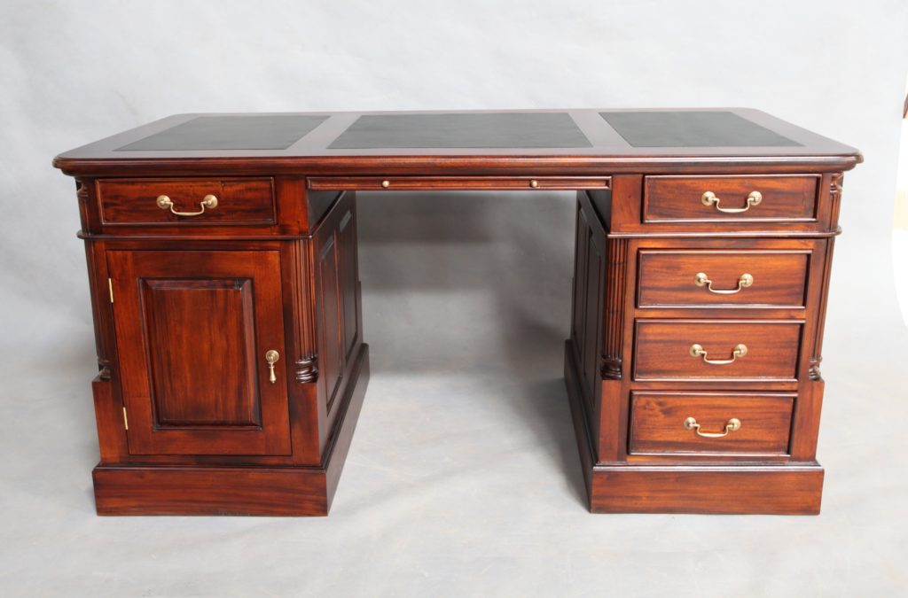 Solid Mahogany Home Office Desk 5 drawers Antique Reproduction Design