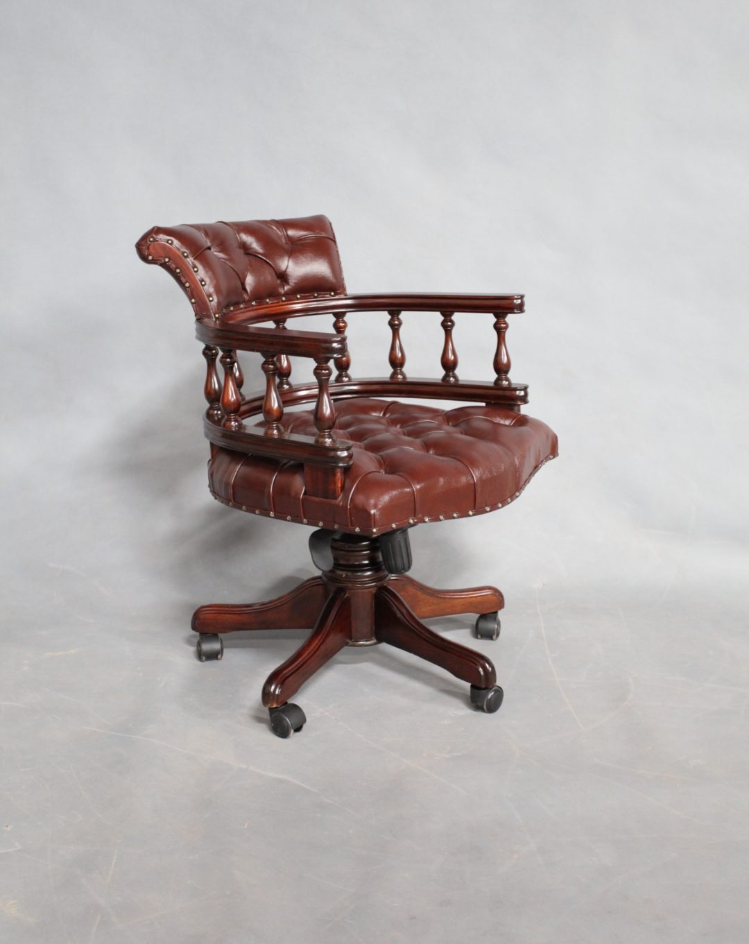 Solid Mahogany Wood Captain's Swivel Office Chair Turendav Australia