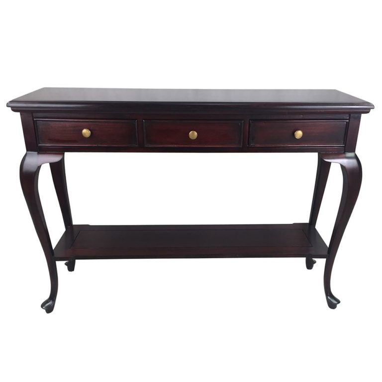 Solid Mahogany Wood Hall Table With 3 Drawers Turendav Australia