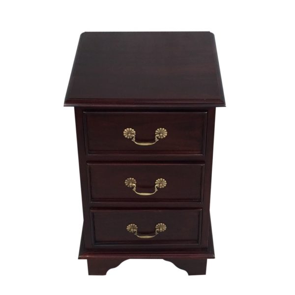 Solid Mahogany Wood Bedside Table with 3 Drawers