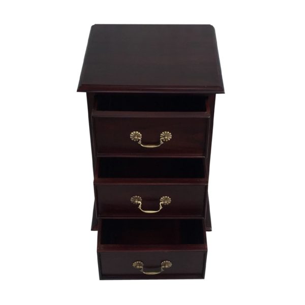 Solid Mahogany Wood Bedside Table with 3 Drawers