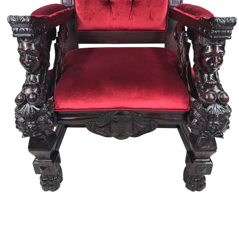Large Carved Solid Mahogany Sphinx King/Throne Chair Antique Turendav