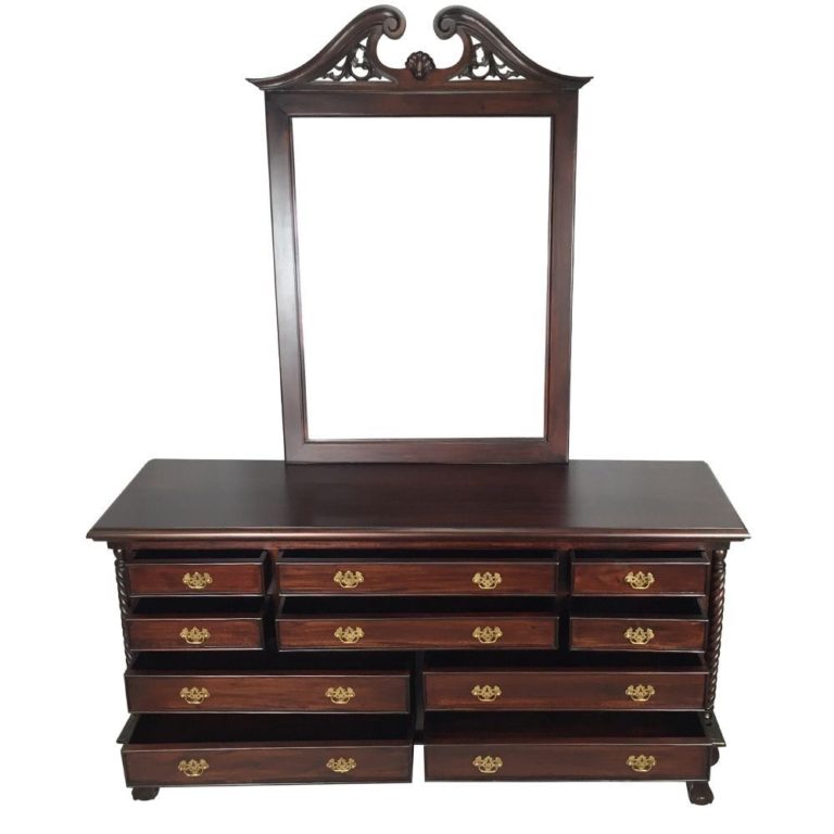 Solid Mahogany Wood Dressing Table with 10 Drawers Turendav Australia