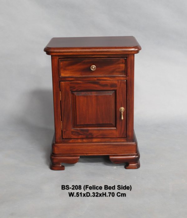 Mahogany Wood 1 drawer Bedside Table