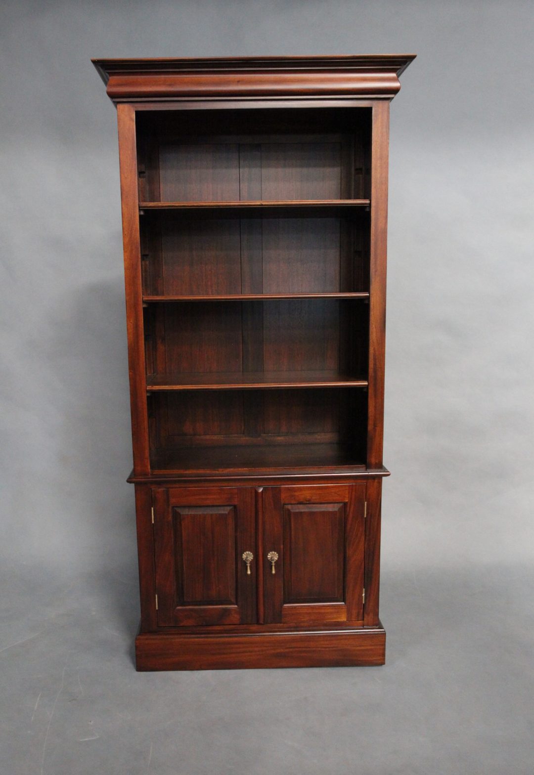 Solid Mahogany Wood Bookcase with Cupboard and Shelves | Turendav