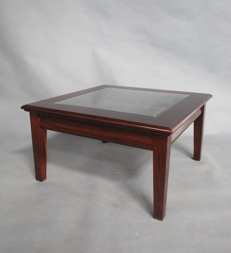 Solid Mahogany Wood Square Coffee Table, Glass Top Coffee Table Au