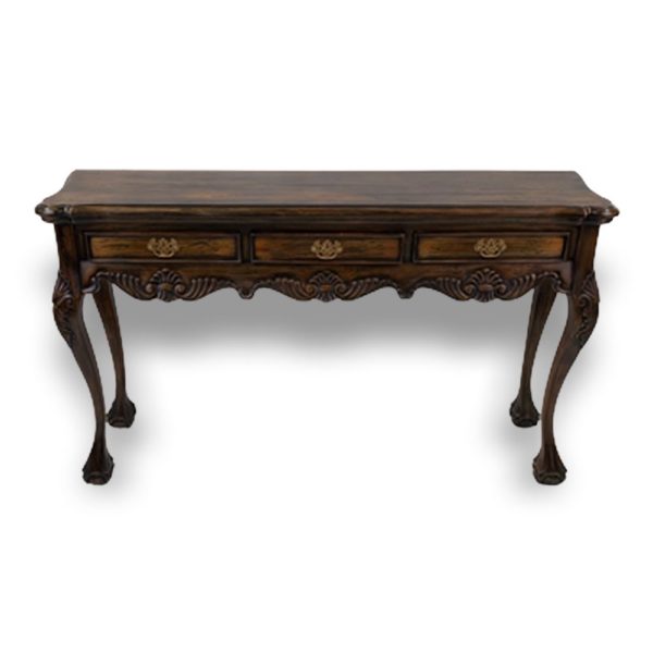Solid Mahogany 3 Drawers Hall Table in Antique Finish
