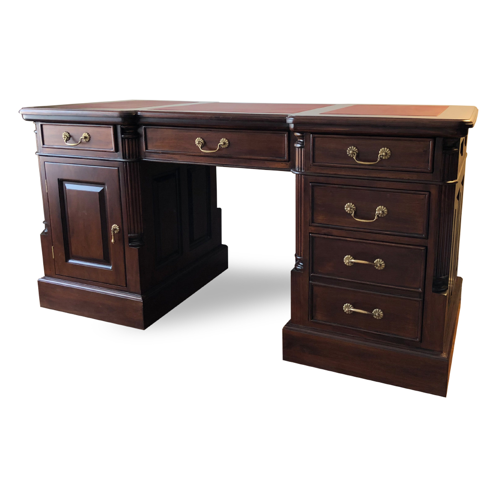 Solid Mahogany Wood Long Office Desk With Filing Drawer Turendav