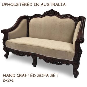 Solid Mahogany Classic Large Carved Lounge Set Reproduction
