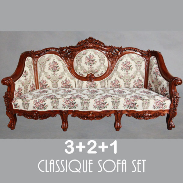 Solid Mahogany Classic Large Carved Lounge Set Reproduction